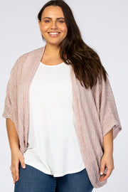 Light Pink Woven Knit Dolman Plus Cover Up