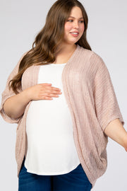 Light Pink Woven Knit Dolman Maternity Plus Cover Up