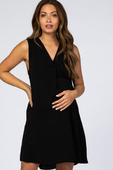 Black Chiffon Sleeveless Maternity Dress