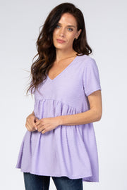 Lavender Swiss Dot Peplum Top