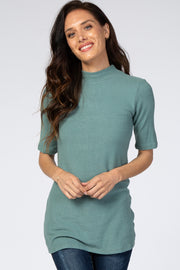 Light Teal Soft Brushed Knit Mock Neck Top