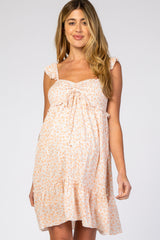 Coral Floral Ruffle Sleeveless Maternity Mini Dress