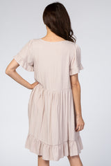 Light Taupe Tiered Ruffle Dress