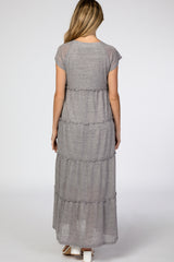 Grey Tiered Square Neck Maternity Maxi Dress