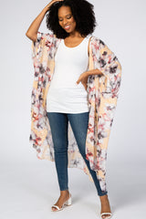 Light Peach Floral Chiffon Long Cover Up