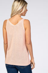 Light Pink V-Neck Sweater Tank Top