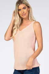 Light Pink V-Neck Sweater Tank Top