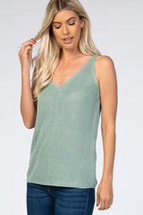 Mint Green V-Neck Sweater Tank Top