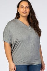 Heather Grey Button Front Plus Maternity Tunic