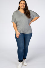 Heather Grey Button Front Plus Tunic