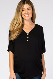 Black Button Front Maternity Tunic