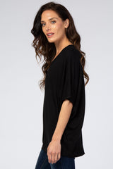 Black Button Front Tunic