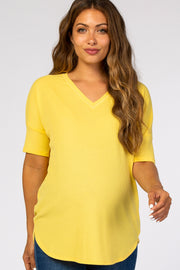 Yellow Knit Reverse Stitch Maternity Top