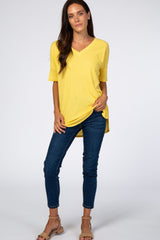 Yellow Knit Reverse Stitch Top