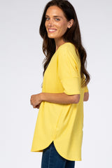 Yellow Knit Reverse Stitch Top