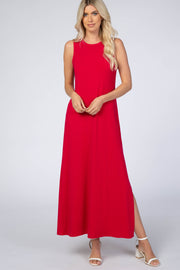 Magenta Side Slit Maxi Dress