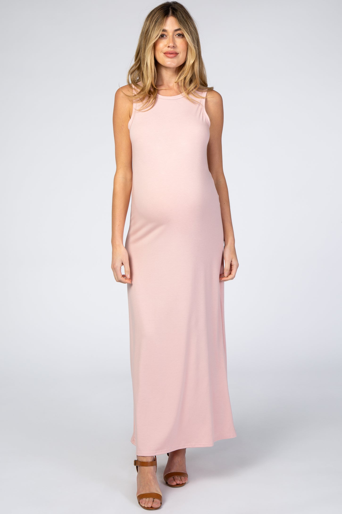 Pink Side Slit Maternity Maxi Dress– PinkBlush