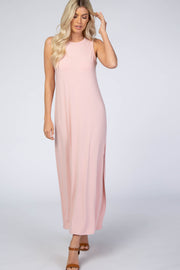 Light Pink Side Slit Maxi Dress