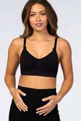 Black Seamless Ruched Front Maternity/Nursing Bra