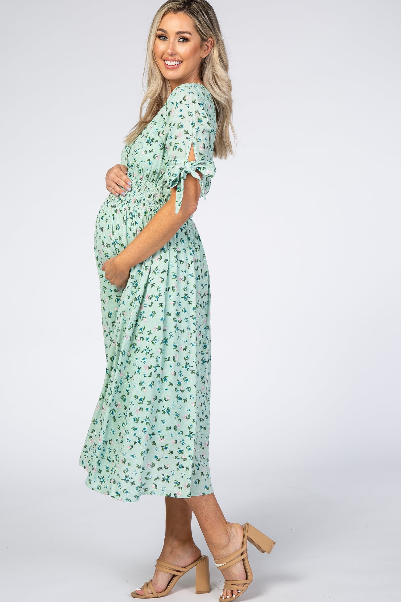  Customer reviews: PinkBlush Maternity Mint Green Floral Chiffon  Maternity Dress, Medium