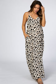 Ivory Animal Print Maternity Maxi Dress