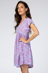 Lavender Floral Short Sleeve Dress