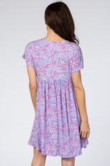 Lavender Floral Short Sleeve Dress