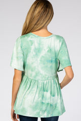 Mint Tie Dye Crochet Trim Short Sleeve Maternity Top