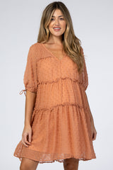 Peach Swiss Tiered Chiffon Maternity Dress