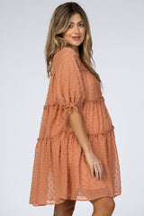 Peach Swiss Tiered Chiffon Maternity Dress