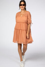 Peach Swiss Tiered Chiffon Dress