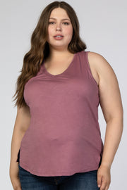 Mauve Ladder Trim Maternity Plus Tank Top