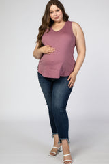 Mauve Ladder Trim Maternity Plus Tank Top