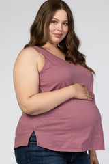 Mauve Ladder Trim Maternity Plus Tank Top