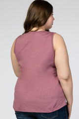 Mauve Ladder Trim Maternity Plus Tank Top