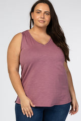 Mauve Ladder Trim Maternity Plus Tank Top