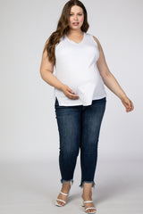 White Ladder Trim Maternity Plus Tank Top