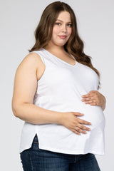 White Ladder Trim Maternity Plus Tank Top