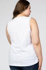 White Ladder Trim Maternity Plus Tank Top