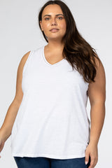 White Ladder Trim Maternity Plus Tank Top