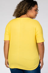 Yellow V-Neck Waffle Knit Maternity Plus Top