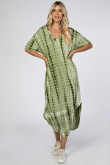 Olive Tie Dye Round Hem Maternity Midi Dress