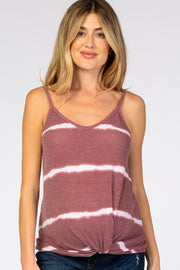 Mauve Tie Dye Striped Maternity Tank Top