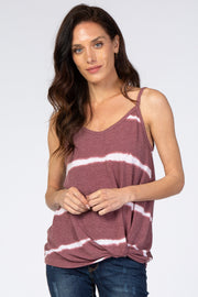 Mauve Tie Dye Striped Tank Top