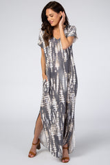 Charcoal Tie Dye Maternity Maxi Dress