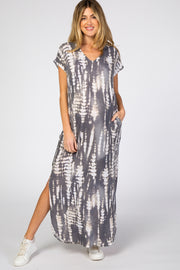 Charcoal Tie Dye Maternity Maxi Dress