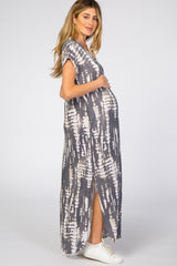 Charcoal Tie Dye Maternity Maxi Dress