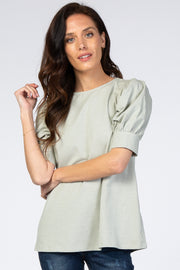 Mint Puff Sleeve Top