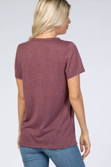 Plum Heather Raw Hem Top