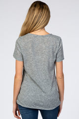 Heather Grey Raw Hem Maternity Top